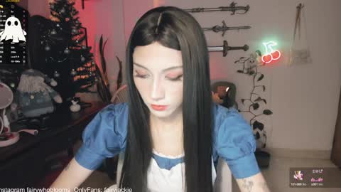 Snapshot of fairywhore chatting on December 10, 4:34 am Jackie Cosplayer online show from December 10, 4:34 am